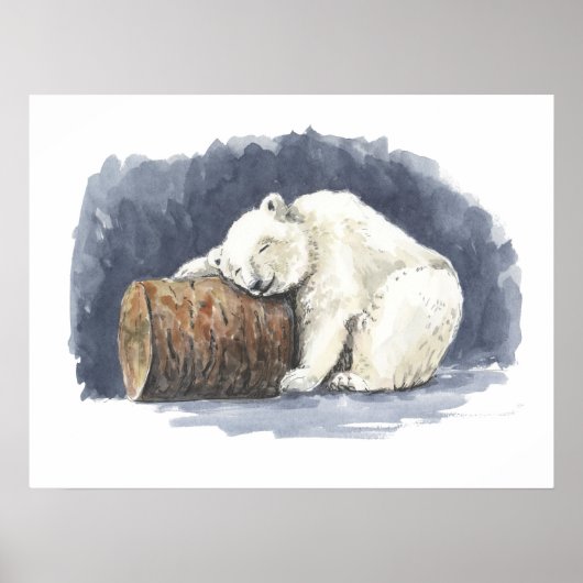 Sleeping polar bear, watercolor art ポスター (正面)