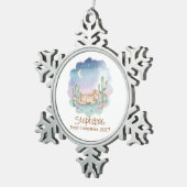 Sleeping Pony Cactus Southwest First Christmas スノーフレークピューターオーナメント (右)