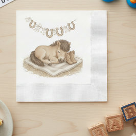 Sleeping Pony Western Baby Shower Napkin 縁ありカクテルナプキン