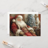 Sleeping Santa Claus Happy Holidays Flat カード (正面/裏面インサイチュ)