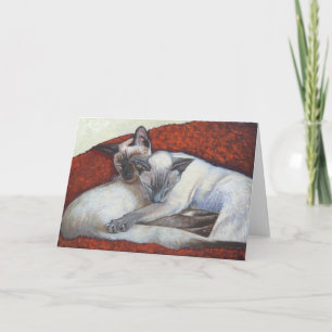 Sleeping Siamese Cat Art カード
