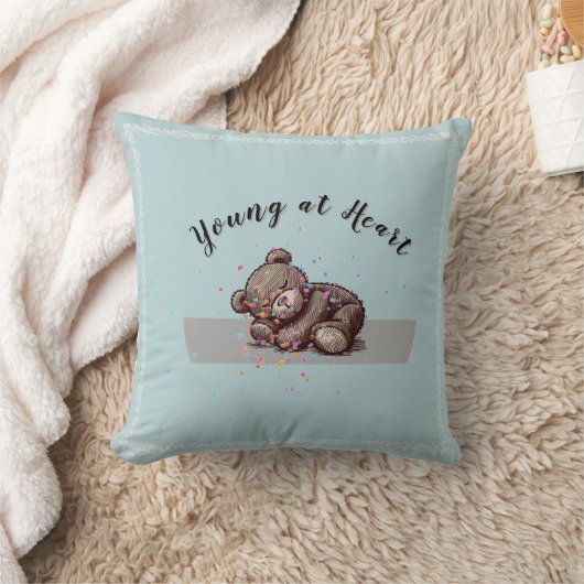 Sleeping Teddy Bear Throw Pillow クッション (ブランケット)