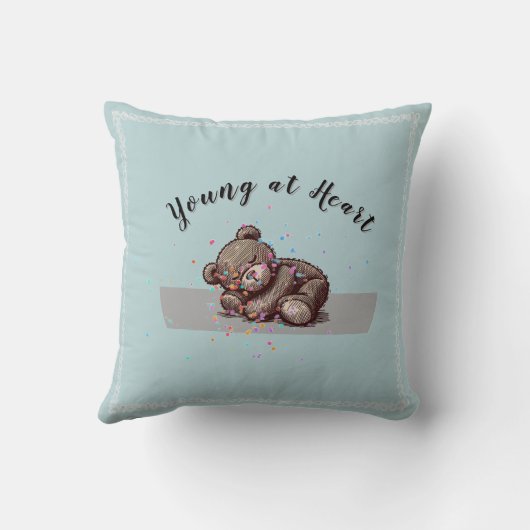 Sleeping Teddy Bear Throw Pillow クッション (裏面)