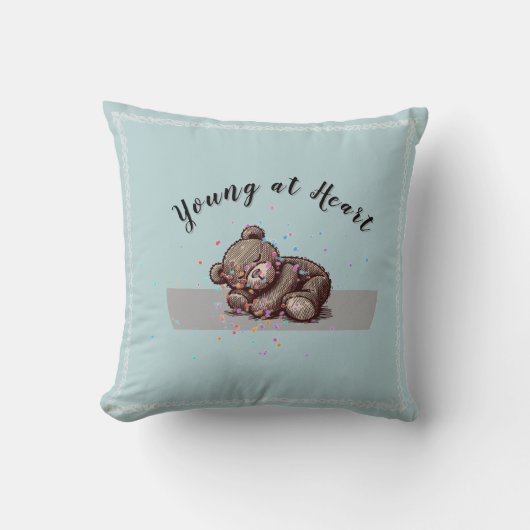 Sleeping Teddy Bear Throw Pillow クッション (正面)