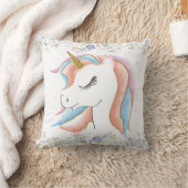 Sleeping Unicorn and Pastel Stars クッション (ブランケット)