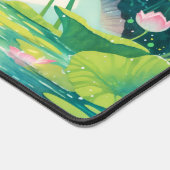 Sleeping White Axolotl Pink Lotus Pond デスクマット (コーナー)