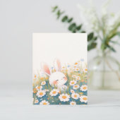 Sleeping White Bunny in Daisy Meadow ポストカード (スタンド正面)