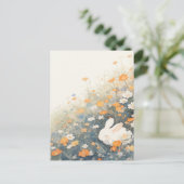 Sleeping White Rabbit in Orange Meadow ポストカード (スタンド正面)