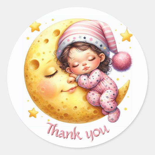 Sleeping with the Moon Girl's Baby Shower ラウンドシール (正面)