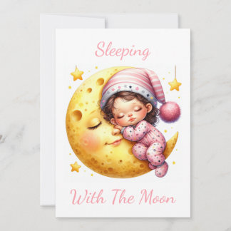 Sleeping with the Moon Girl's Baby Shower 招待状
