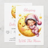 Sleeping with the Moon Girl's Baby Shower 招待状 (正面/裏面)