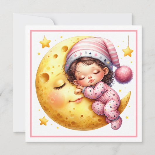 Sleeping with the Moon Girl's Baby Shower 招待状 (正面)