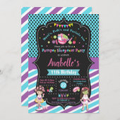 Sleepoverのパーティーの誕生日の招待状の女の子を甘やかして下さい 招待状 (正面/裏面)