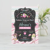 Sleepoverのパーティーの誕生日の招待状の女の子を甘やかして下さい 招待状 (スタンド正面)