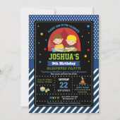 Sleepoverのパーティーの誕生日の招待状の男の子のキャンプ 招待状 (正面)