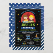 Sleepoverのパーティーの誕生日の招待状の男の子のキャンプ 招待状 (正面/裏面)