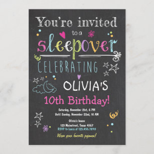 Sleepoverの招待状のスランバー・パーティーのパジャマの女の子 招待状