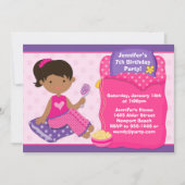 Sleepoverの誕生会の招待のアフリカ系アメリカ人 招待状 (正面)