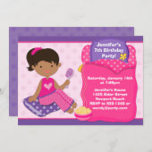 Sleepoverの誕生会の招待のアフリカ系アメリカ人 招待状 (正面/裏面)