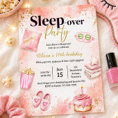 Sleepover Birthday Invitation • Pink Pajama Party 招待状