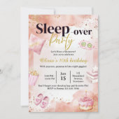 Sleepover Birthday Invitation • Pink Pajama Party 招待状 (正面)