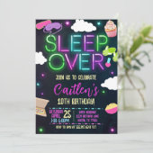 Sleepover Birthday Neon Slumber Party 招待状 (スタンド正面)