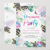 Sleepover Leopard Party Birthday Invitation 招待状 (正面/裏面)
