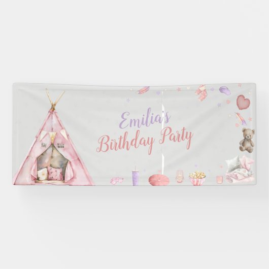 Sleepover Pajama Birthday Party 横断幕 (横)