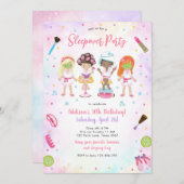 Sleepover Party Girl Spa Pink Birthday Invitation 招待状 (正面/裏面)