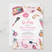 Sleepover Party Girl Spa Pink Birthday Invitation 招待状 (正面)