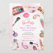 Sleepover Party Girl Spa Pink Birthday Invitation 招待状 (正面/裏面)