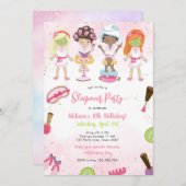 Sleepover Party Girl Spa Pink Birthday Invitation 招待状 (正面/裏面)
