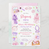 Sleepover Party Girl Spa Pink Birthday Invitation 招待状 (正面/裏面)