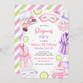 Sleepover Party Girl Spa Pink Birthday Invitation 招待状 (正面/裏面)