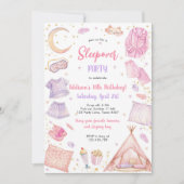 Sleepover Party Girl Spa Pink Birthday Invitation 招待状 (正面)