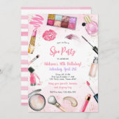Sleepover Party Girl Spa Pink Birthday Invitation 招待状 (正面/裏面)