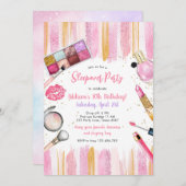 Sleepover Party Girl Spa Pink Birthday Invitation 招待状 (正面/裏面)