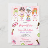 Sleepover Party Girl Spa Pink Birthday Invitation 招待状 (正面)