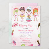 Sleepover Party Girl Spa Pink Birthday Invitation 招待状 (正面/裏面)