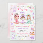 Sleepover Party Girl Spa Pink Birthday Invitation 招待状 (正面/裏面)