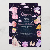Sleepover Party Girl Spa Pink Birthday Invitation 招待状 (正面/裏面)