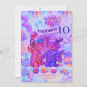 Sleepover Party Invitation | Girl Pajama Birthday 招待状 (正面)