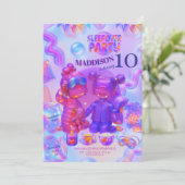 Sleepover Party Invitation | Girl Pajama Birthday 招待状 (スタンド正面)