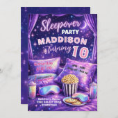 Sleepover Party Invitation Girl Pajama Birthday  招待状 (正面/裏面)