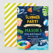 Sleepover Pool birthday party invitation 招待状 (正面/裏面)