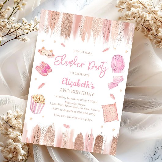 Sleepover Slumber Party Birthday Invitation 招待状