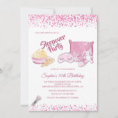 Sleepover Slumber Party Girl Spa Pink Birthday 招待状 (正面)