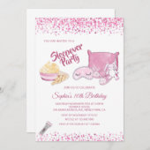 Sleepover Slumber Party Girl Spa Pink Birthday 招待状 (正面/裏面)
