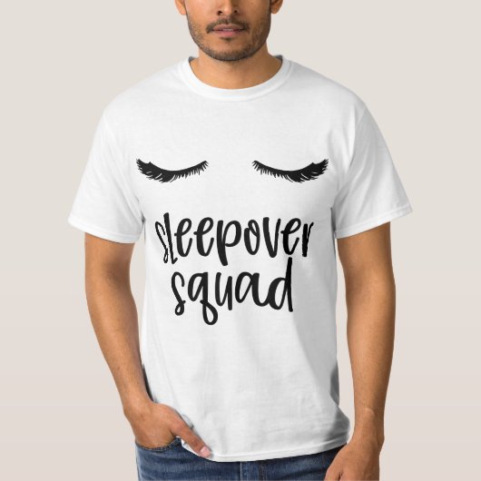 Sleepover Squad Cute Eyelashes Slumber Party Tシャツ (正面)