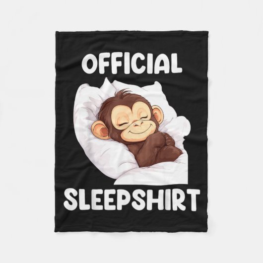 Sleepshirt Cute Sleeng Monkey Animal Lover Pajama  フリースブランケット (正面)